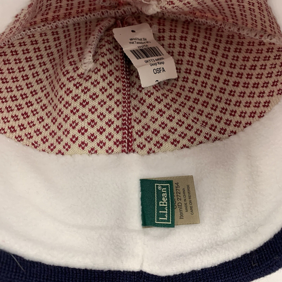 NWT LL Bean Deep Raspberry Red Women's Ski Winter Hat Tassel Fair Isle Snowflake - Picture 4 of 9